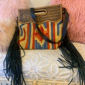 Fringe saddle bag purse